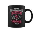 Never Underestimate A Woman With A Fishing Rod Funny Fishing Fishing Rod Funny Gifts Coffee Mug