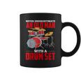 Never Underestimate An Old Man With A Drum Set Drums Drummer Gift For Mens Coffee Mug
