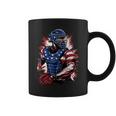 Patriotic Baseball Catcher Vintage American Flag 4Th Of July Coffee Mug