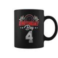 Race Car 4Th Birthday Boy Party Racing 4 Year Old Pit Crew Racing Funny Gifts Coffee Mug
