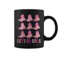 Retro Lets Go Girls Boot Pink Western Cowgirl Coffee Mug