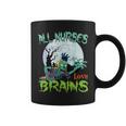 Scary Monster Zombie Hand Moon All Nurses Love Brain Coffee Mug