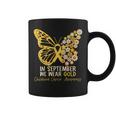 In September We Wear Gold Butterfly Ribbon Hippie Flowers Coffee Mug
