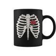 Skeleton Rib Cage Red Rose Heart Vintage Halloween Goth Cute Halloween Funny Gifts Coffee Mug