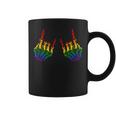 Skeleton Rock Hand Lgbt-Q Gay Pride Pround Ally Rainbow Flag Coffee Mug