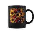 Sunflower And Rose Red Yellow Floral Pattern Coffee Mug