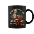 Never Underestimate An Old Man With A Grill Dad Granddad Bbq Coffee Mug