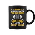 Never Underestimate Old Man Love Scuba Diving Coffee Mug
