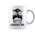 Argentinian Soccer Girl Mom Messy Bun Argentina Football Fan Coffee Mug