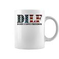 Dilf Damn I Love Freedom Funny Patriotic Usa Flag Coffee Mug