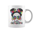 First Day Of School Hello 4Th Grade Messy Bun Girls Coffee Mug