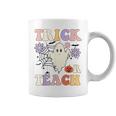 Groovy Teacher Halloween Trick Or Teach Retro Floral Ghost Coffee Mug
