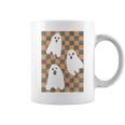 Halloween Ghosts Spooky Season Checker Board Distressed Coffee Mug