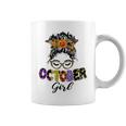 October Girl Halloween Messy Bun October Birthday Coffee Mug