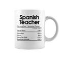 Spanish Teacher Nutrition Facts Teachers Funny Gift Coffee Mug
