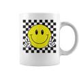Yellow Smile Face Cute Checkered Peace Smiling Happy Face Coffee Mug