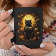 Black Cat Reading Books Pumpkin Autumn Teachers Halloween Coffee Mug Unique Gifts