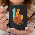 Peace Sign Turkey Hand Cool Thanksgiving Hippie Men Coffee Mug Personalized Gifts