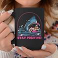 Funny Stay Positive Shark Beach Motivational Quote Coffee Mug Funny Gifts