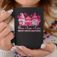 Gnome Peace Love Cure Pink Ribbon Breast Cancer Awareness Coffee Mug Funny Gifts