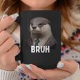 Grumpy Otter In Suit Says Bruh Sarcastic Monday Hater Coffee Mug Funny Gifts