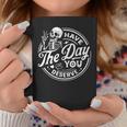 Have The Day You Deserve Peace Sign Skeleton Motivational Coffee Mug Unique Gifts