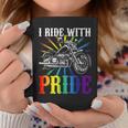 I Ride With Pride Gay Biker Rainbow Motorcycle Lover Queer Coffee Mug Unique Gifts