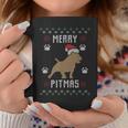 Merry Pitmas Ugly Christmas Sweater Pit Bull Lovers Coffee Mug Unique Gifts