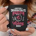 Never Underestimate A Woman With A Fishing Rod Funny Fishing Fishing Rod Funny Gifts Coffee Mug Unique Gifts
