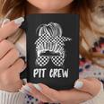 Pit Crew Messy Bun Race Track Flag Car Racing Womens Racing Funny Gifts Coffee Mug Unique Gifts