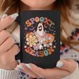 Retro Hippie Spooky Season Cute Ghost Halloween Girls Coffee Mug Unique Gifts