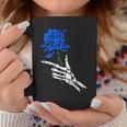 Skeleton Hand Holding A Blue Rose Coffee Mug Unique Gifts