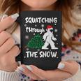 Squatching Through The Snow Christmas Sasquatch Santa Hat Coffee Mug Personalized Gifts