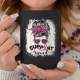 Support Squad Messy Bun Breast Cancer Awareness Pink Warrior Coffee Mug Unique Gifts