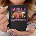 Tackle Football Pink Ribbon Warrior Breast Cancer Awareness Coffee Mug Funny Gifts