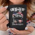 Tennessee Girls Trip 2023 Messy Bun Usa American Flag Coffee Mug Funny Gifts