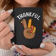 Thankful Peace Hand Sign For Thanksgiving Turkey Dinner Coffee Mug Funny Gifts