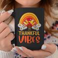 Thankful Vibes Turkey Retro Groovy Thanksgiving Rainbow Coffee Mug Personalized Gifts