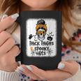 Thick Thighs And Spooky Vibes Messy Bun Girl Halloween Coffee Mug Unique Gifts