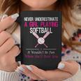 Never Underestimate A Girl Playing Softball Coffee Mug Unique Gifts