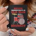 Never Underestimate An Old Man With A Drumset Drum Player Coffee Mug Funny Gifts