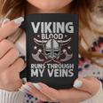 Viking Blood Runs Through My Veins Shieldmaiden Viking Coffee Mug Unique Gifts