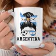 Argentinian Soccer Girl Mom Messy Bun Argentina Football Fan Coffee Mug Unique Gifts