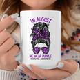 In August We Wear Purple Ribbon Overdose Awareness Messy Bun Coffee Mug Unique Gifts