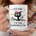 Black Cat It's Fine I'm Fine Everything Is Fine Teacher Life Coffee Mug Unique Gifts