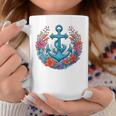 Colorful Flowers Designs Floral Nautical Sailing Boat Anchor Coffee Mug Unique Gifts