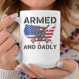 Funny Fathers Day Pun Us Flag Deadly Dad Armed And Dadly Coffee Mug Unique Gifts