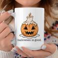 Halloween Is Good And Life Spooky Pumpkin Candle Halloween Coffee Mug Unique Gifts