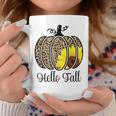 Hello Fall Sunflower Pumpkin Fall Y'all Leopard Autumn Coffee Mug Unique Gifts