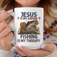 Jesus Is My Savior Fishing Is My Therapy Funny Christian Coffee Mug Unique Gifts